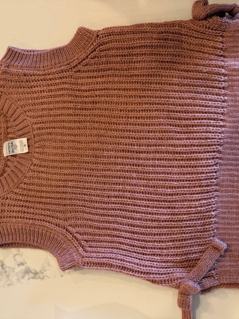 Knit Sleeveless Tie-Hem Sweater Vest - Mauve Pink